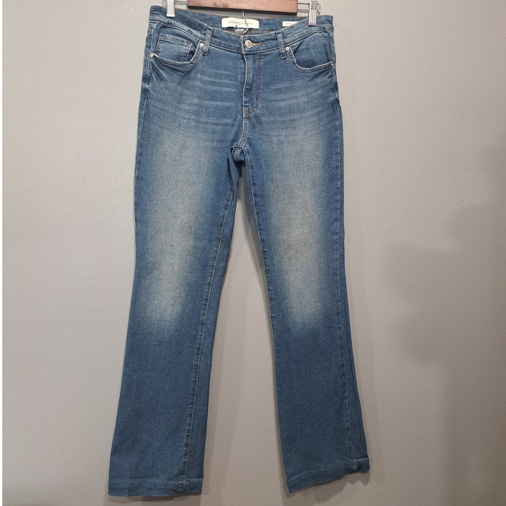 Vintage America Blues Womens Straight Leg Jeans Embroidered Pockets Size 6/28